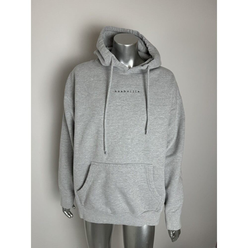 Nashville sweatshirt light gray Hoodie Spell out Heavy Cotton french terry L